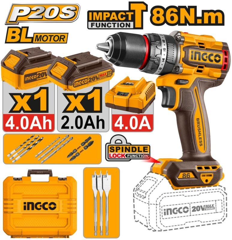 INGCO PERCEUSE VISSEUSE 20V 86NM BRUSHLESS [CIDLI20868] - image 2