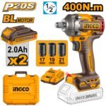 INGCO BOULONNEUSE A CHOC 400NM SANS CHARBON 20V+2BAT 2.0 [CIWLI2040]