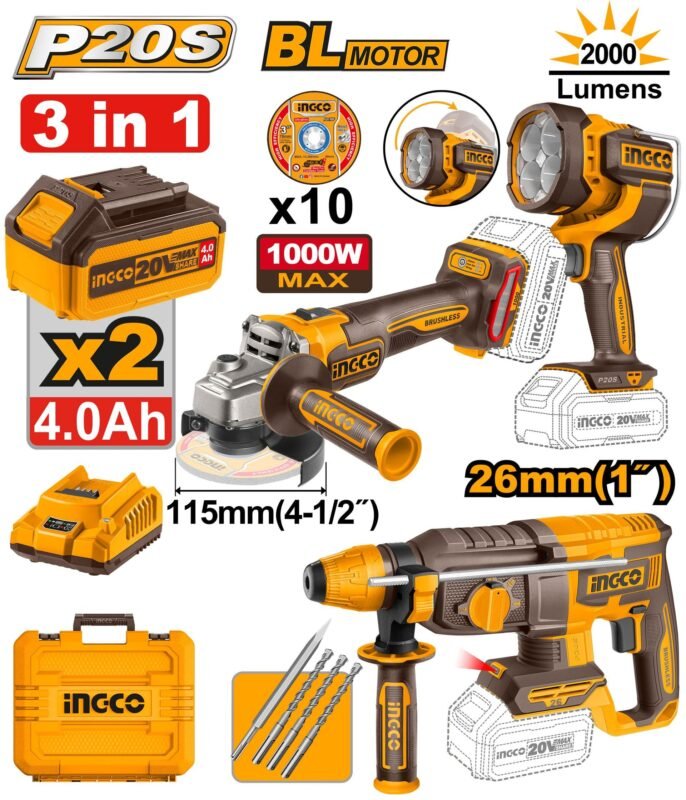 INGCO KIT COMBINÉ SANS FIL 3 PIÈCES [COSLI250183] - image 2
