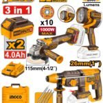 INGCO KIT COMBINÉ SANS FIL 3 PIÈCES [COSLI250183]