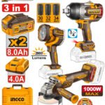 INGCO PACK MEULEUSE+BOULONNEUSE 1750NM+TORCHE+ 2BATTERIES/20V 8AH [COSLI250593]