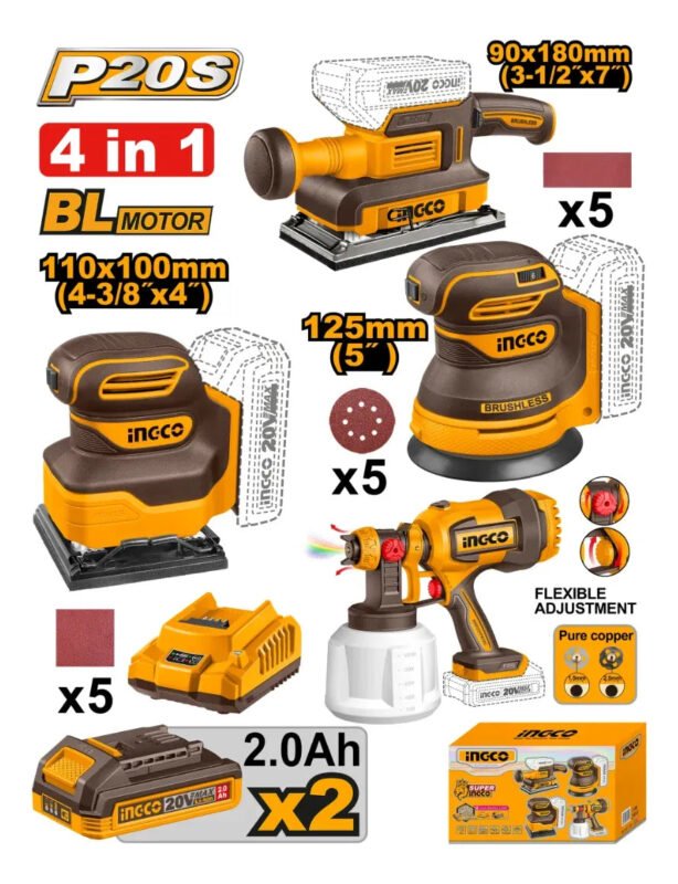 INGCO KIT COMBINÉ SANS FIL 4 PIÈCES [COSLI250383] - image 2