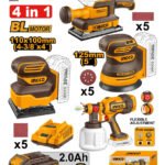INGCO KIT COMBINÉ SANS FIL 4 PIÈCES [COSLI250383]