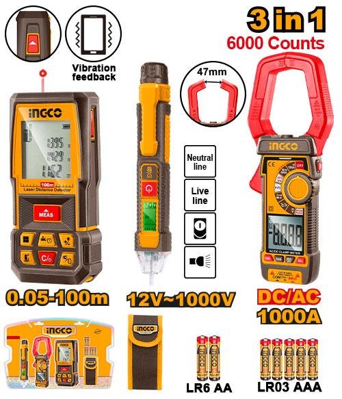 INGCO PACK TELEMETRE LASER + MULTIMETRE + DETECTEUR TENSION [HLDD241202] - image 2