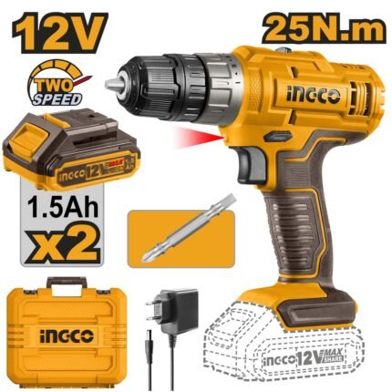 visseuse INGCO CDLI1228 12V 25NM – 2 batteries plates - BRICOLYA - Outillage industriel | BTP | Jardinage | Énergie renouvelable et solution solaire | Équipements de Protection Individuelle et Signalisation et outils de bricolage en ligne