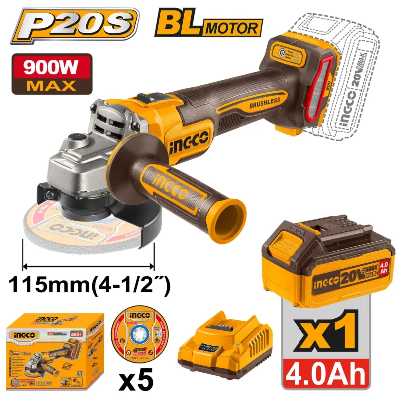 Meuleuse d’angle sans fil CAGLI261521 - BRICOLYA - Outillage industriel | BTP | Jardinage | Énergie renouvelable et solution solaire | Équipements de Protection Individuelle et Signalisation et outils de bricolage en ligne