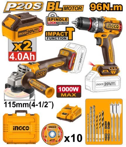 Kit combiné sans fil 2 pièces - BRICOLYA - Outillage industriel | BTP | Jardinage | Énergie renouvelable et solution solaire | Équipements de Protection Individuelle et Signalisation et outils de bricolage en ligne - image 2