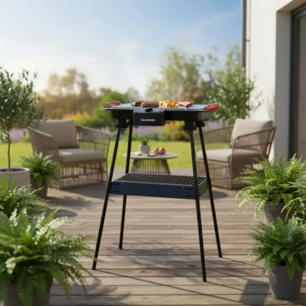 Barbecue électrique sur pied Techwood Russel 2000 W avec grande grille inox