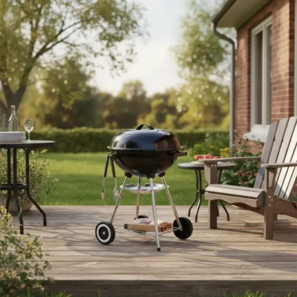 Barbecue à charbon 46 cm avec couvercle et roues